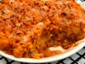 Red lentil shepherds pie